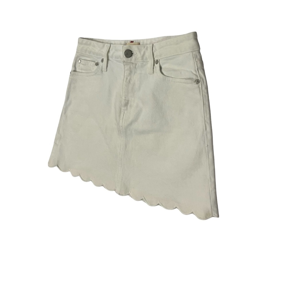 Alice + Olivia Mini Scalloped White Denim Skirt Beach Coquette Brat Travel Sz 25